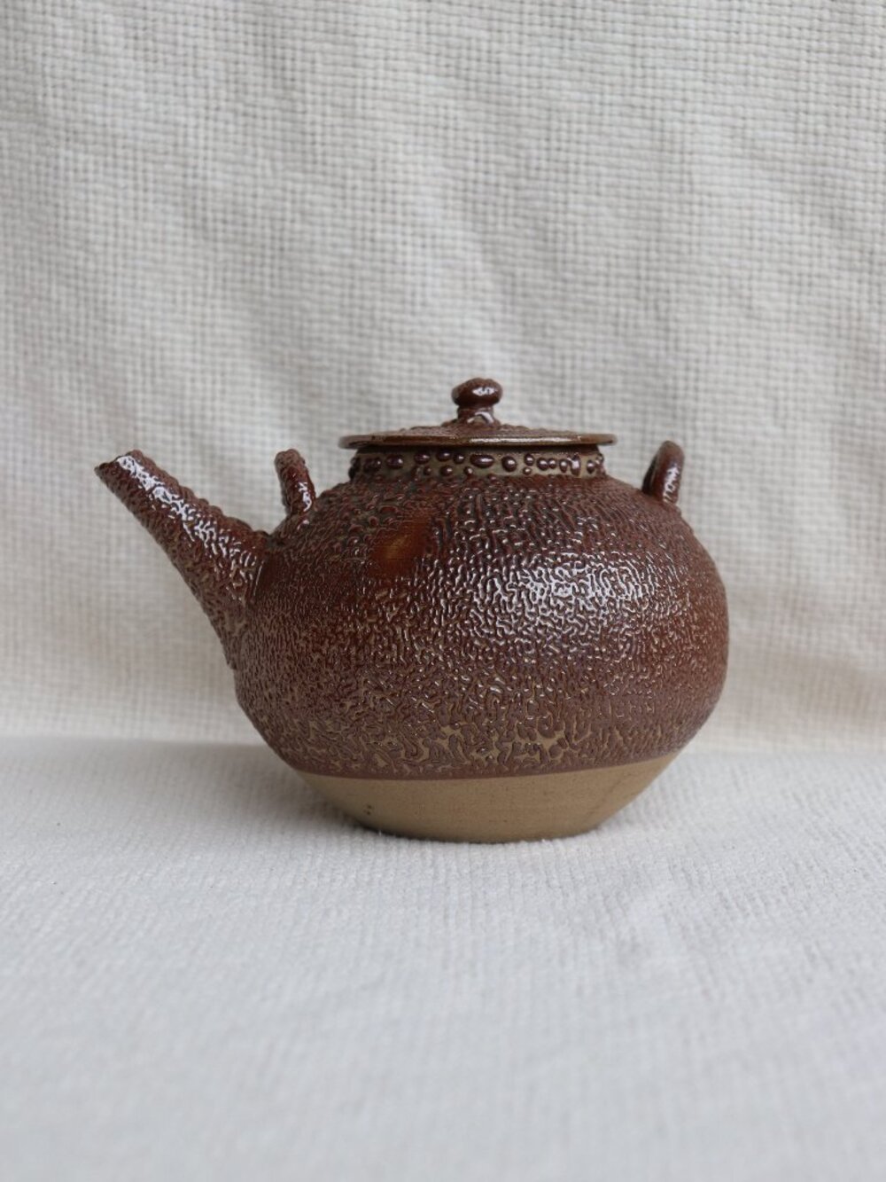 Vintage Japanese Wormy Ware Stoneware Teapot